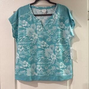 Weekends By Chico’s Tropical Turquoise Shirt NWT Size‎ 1